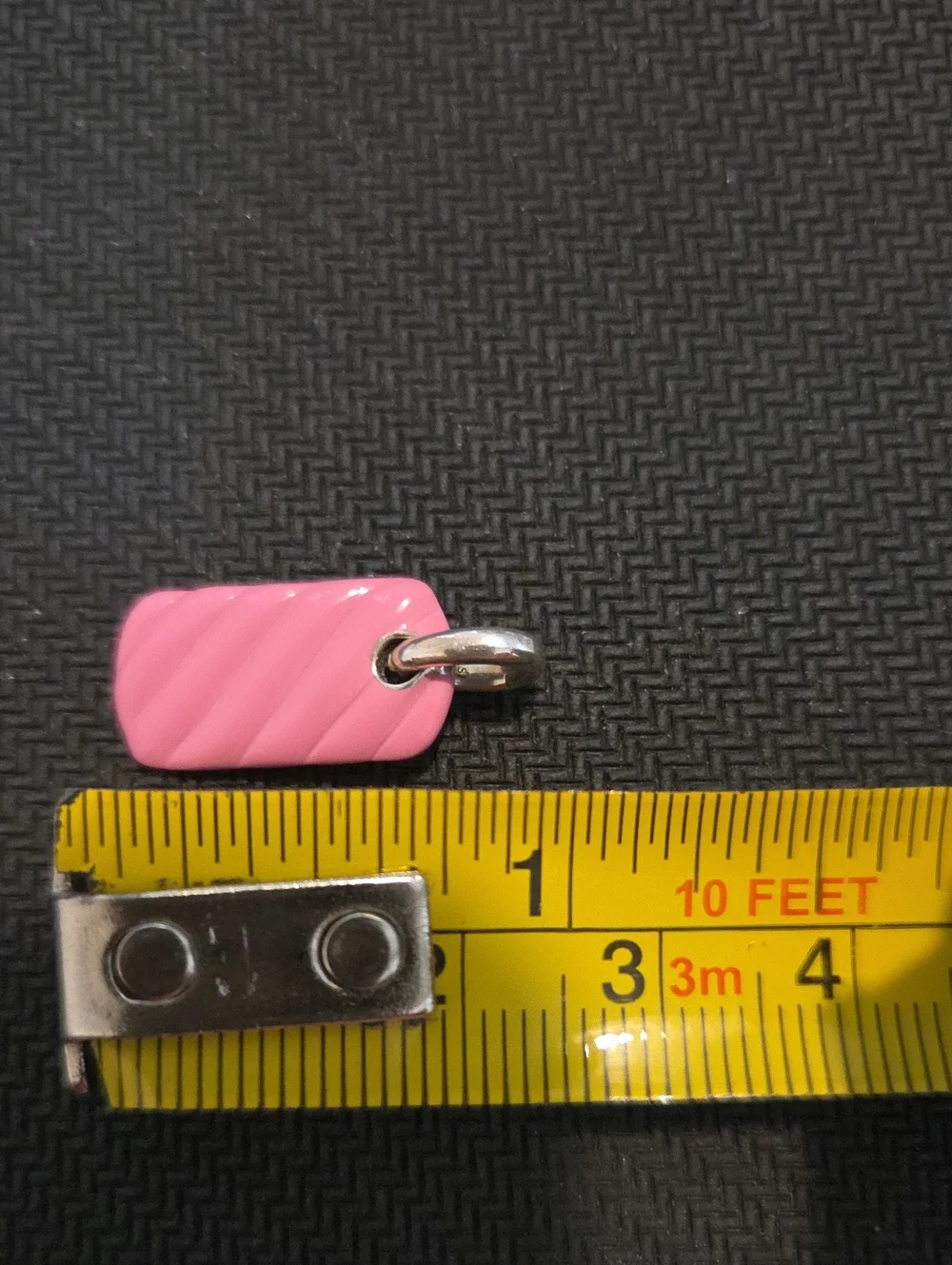 David Yurman Pink Enamel Striped Rectangle Pendant Charm